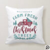 Farm Fresh Old Red Truck Christmas Tree Delivery Throw Pillow