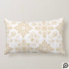 Elegant Modern Vintage Winter Foliage Snowflake Lumbar Pillow