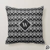 Black & White Trendy Geometric | Photo & Monogram Throw Pillow