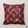 Cozy & Warm Script | Red Buffalo Plaid Christmas Throw Pillow