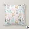 Modern Etched Style Woodland Animals Christmas Throw Pillow