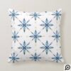 Wintry Frosty Blue Snowflakes Gold Star Christmas Throw Pillow
