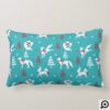Red White Foxes, Trees, and Snow Christmas Pattern Lumbar Pillow