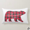 Red Buffalo Plaid Bear Lumberjack Family Christmas Lumbar Pillow