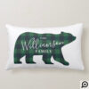 Forest Green Buffalo Plaid Bear Family Christmas Lumbar Pillow