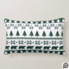 Forest Green Buffalo Plaid Bear Family Christmas Lumbar Pillow