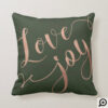 Love & Joy Script | Gold & Hunter Green Christmas Throw Pillow