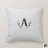 Festive Holiday Racoon Etching Family Monogram Throw Pillow