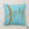 Joy | Minimalistic Gold Typographic Christmas Throw Pillow