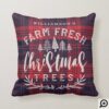 Rustic Red & Blue Plaid Farm Fresh Christmas Trees Throw Pillow