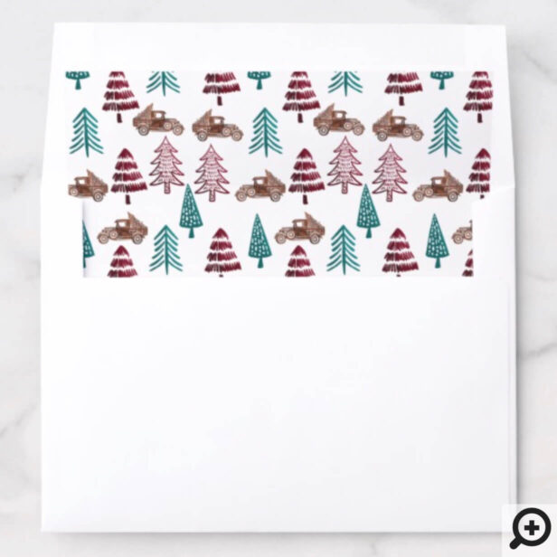 Red & Green Old Truck Christmas Tree Delivery Envelope Liner