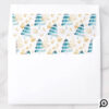 Gold & Blue Winter Forest Trees & Pinecone Pattern Envelope Liner
