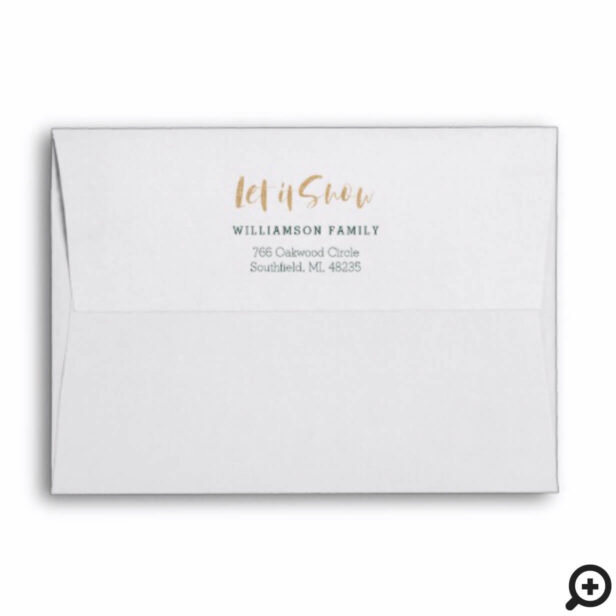 Let It Snow | Forest Green Plaid Christmas Envelope