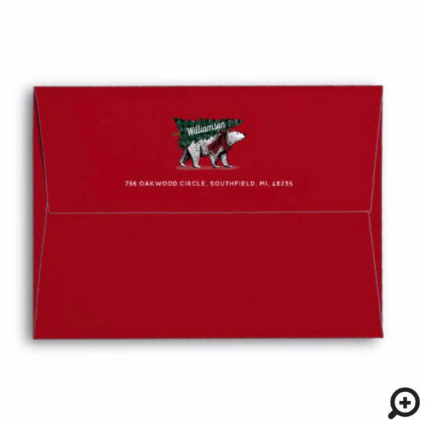 Vintage Style Polar Bear Tree Delivery Red Envelope