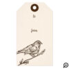 Rustic Vintage Etched Floral Bird Holiday Gift Tags