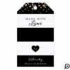 Modern Black and White Gold Confetti Snow Holiday Gift Tags