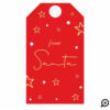 From Santa | Red and Gold Stars & Dots Holiday Gift Tags