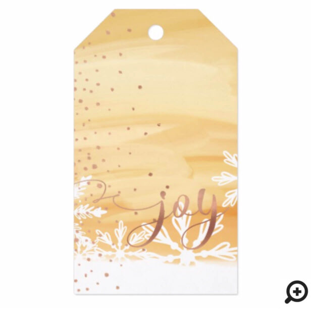 Joy | Pale Yellow Watercolor Ombre Wash Snowflakes Gift Tags