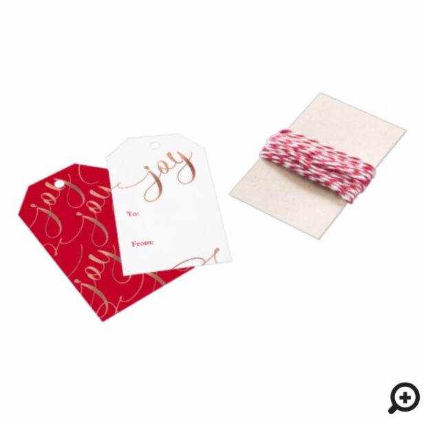 Spread The Christmas Joy Minimalistic Red & Gold Gift Tags