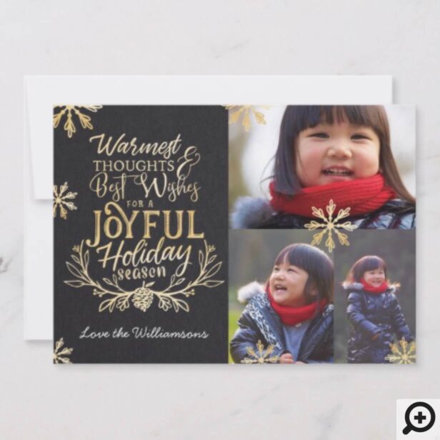 Warmest Wishes Typographic Message Photo Collage Holiday Card