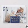Twinkle Magical Navy Holiday Star Elegant Photo Card