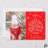 Festive Red Christmas Typography Ornament Photo Holiday Card