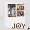 Modern Minimalistic Woodgrain Joy Newlyweds Photo Holiday Card