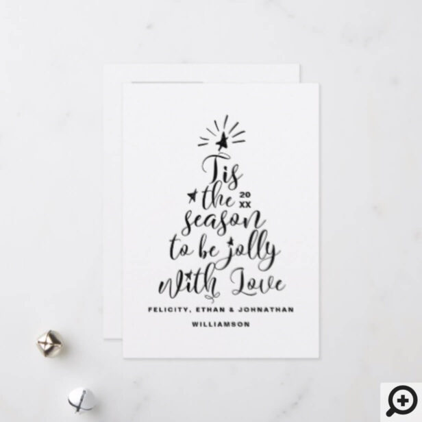 Modern Script Typography Christmas Tree Photo Holiday Card