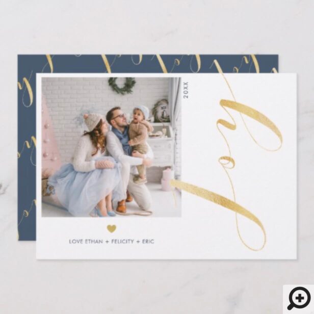 Modern, Elegant and Minimalistic Gold Joy Script Holiday Card