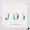 Modern Teal Watercolour Joy & Gold Snow Confetti Holiday Card