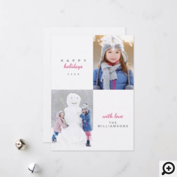 Modern Winter Multiple Holiday Family Photos Card