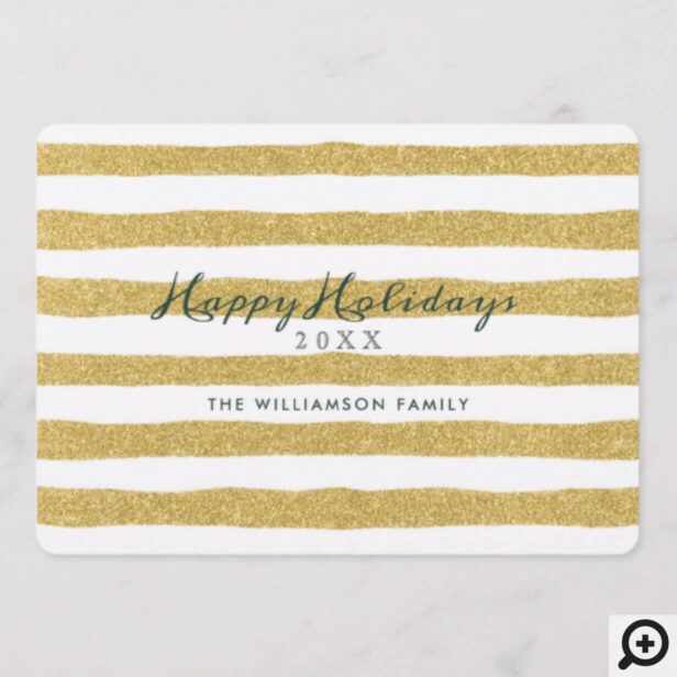 Green & Gold Ornaments | Merry Holiday Photo Card