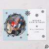 Snowflakes & Stripes Holiday Wreath Photo Card