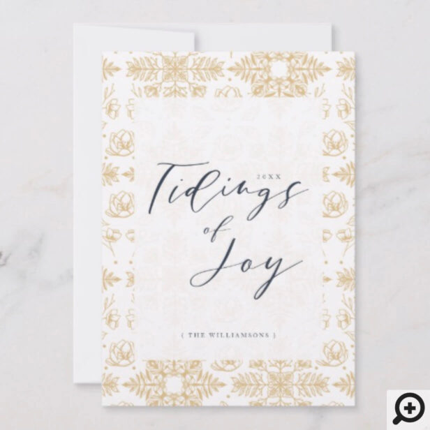 Tidings of Joy | Elegant Winter Foliage Snowflake Holiday Card
