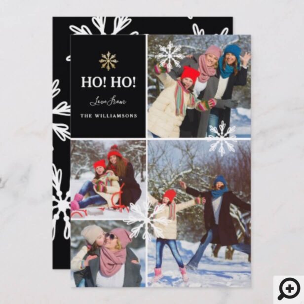 Modern Winter Snowflake Holiday Family Photos Card