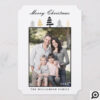 Gold, Black, Silver Pine Tree Christmas Photo Card