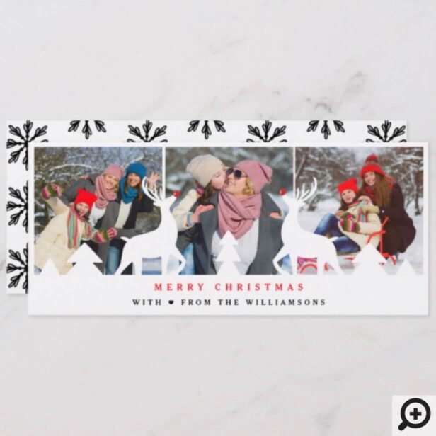 Reindeer & Snowflakes Winter Holiday Photos Card