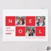 Noel Modern Red Multiple Photo Holiday Photo Card