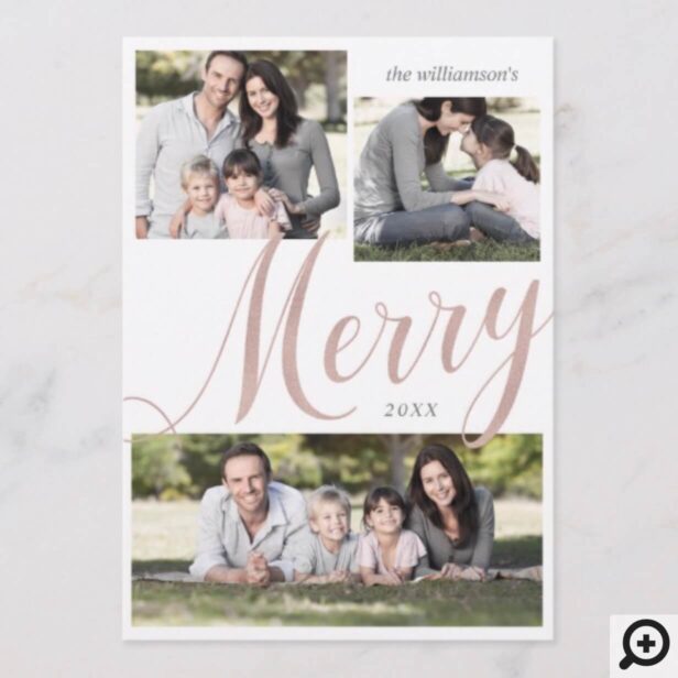 Modern Merry Christmas Multiple Photo Holiday Card
