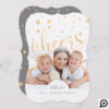 Gold Confetti Falling Snow | Holiday Photo Card