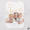 Gold Confetti Falling Snow | Holiday Photo Card