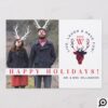 Plaid Red Nose Reindeer Vintage Holiday Photo Card