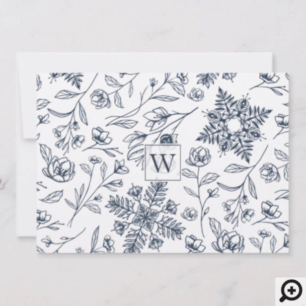 Joy | Elegant Floral Flower Foliage Photo Holiday Card