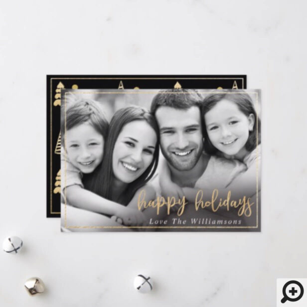 Elegant Modern Gold & Black Holiday Photo Card