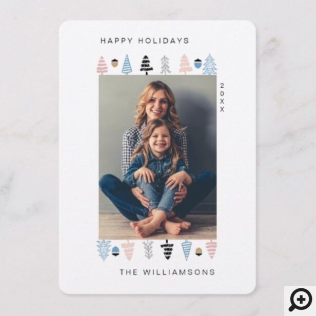 Modern Festive Christmas Tree Holiday Photo Card