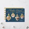 Blue & Gold Ornaments | Merry Holiday Photo Card