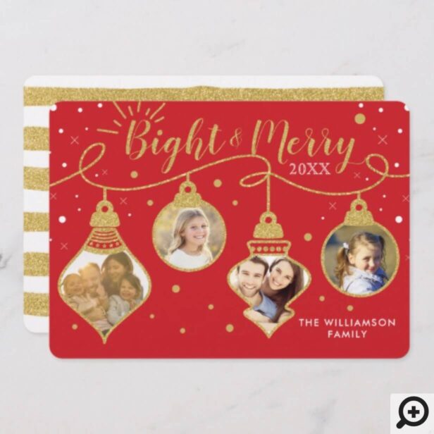 Red & Gold Ornaments | Merry Holiday Photo Card
