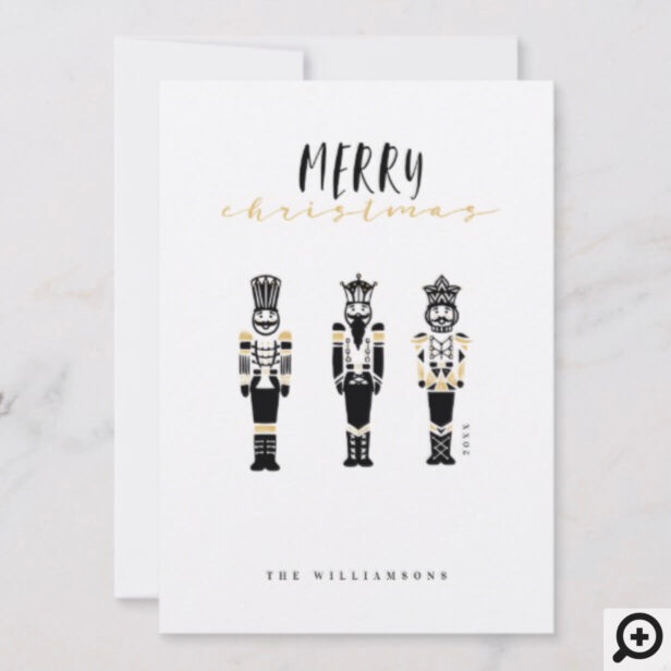 Black & White Trendy Abstract Nutcracker Christmas Holiday Card