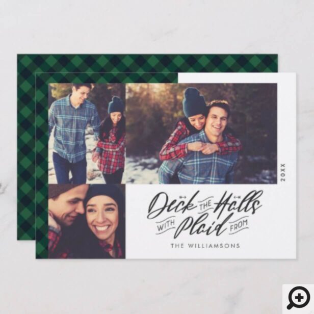Deck The Halls | Green Buffalo Plaid Christmas Holiday Card