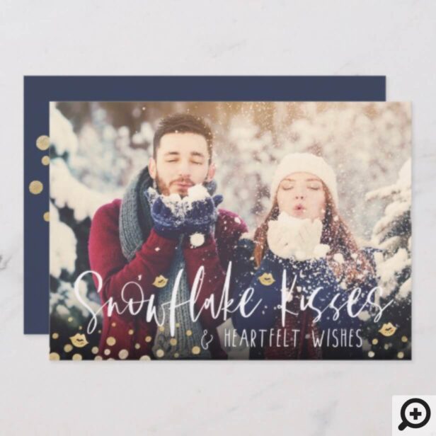 Snowflake Kisses & Heartfelt Wishes | Family Photo Holiday Card